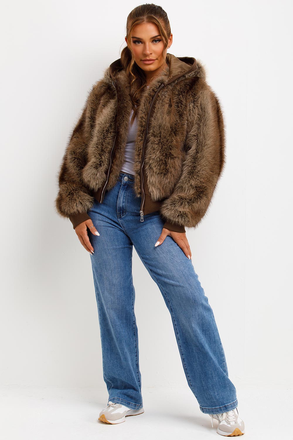 Zariah | Women’s faux fur bomber jacket with hood