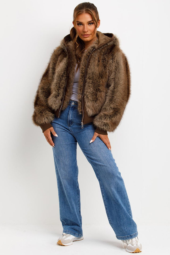 Zariah | Women’s faux fur bomber jacket with hood