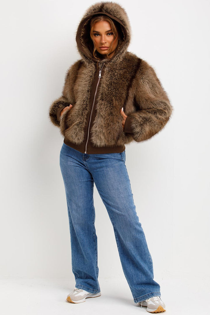 Zariah | Women’s faux fur bomber jacket with hood