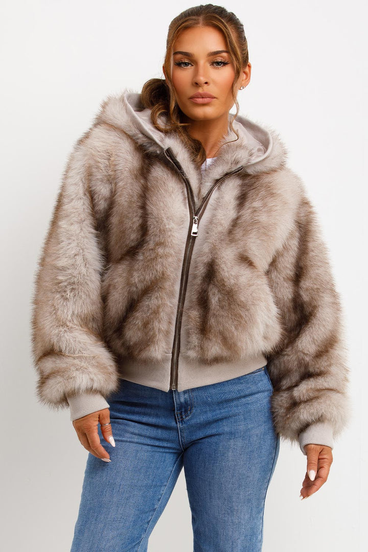 Maia | Women’s faux fur hooded bomber jacket