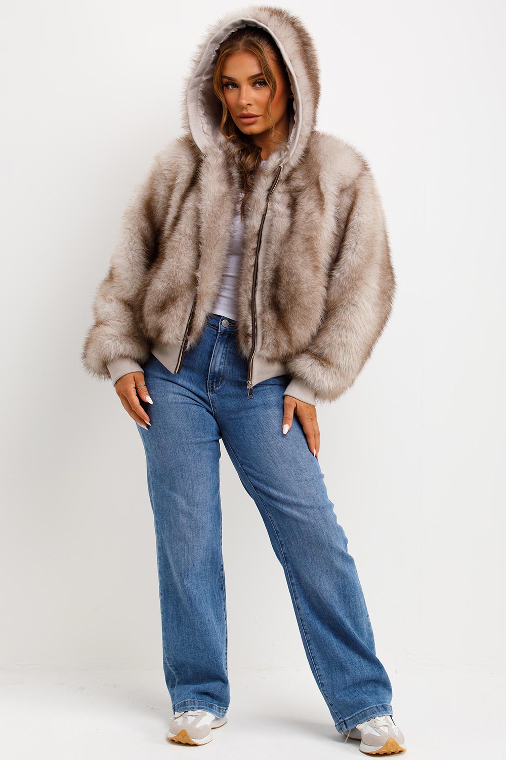 Maia | Women’s faux fur hooded bomber jacket