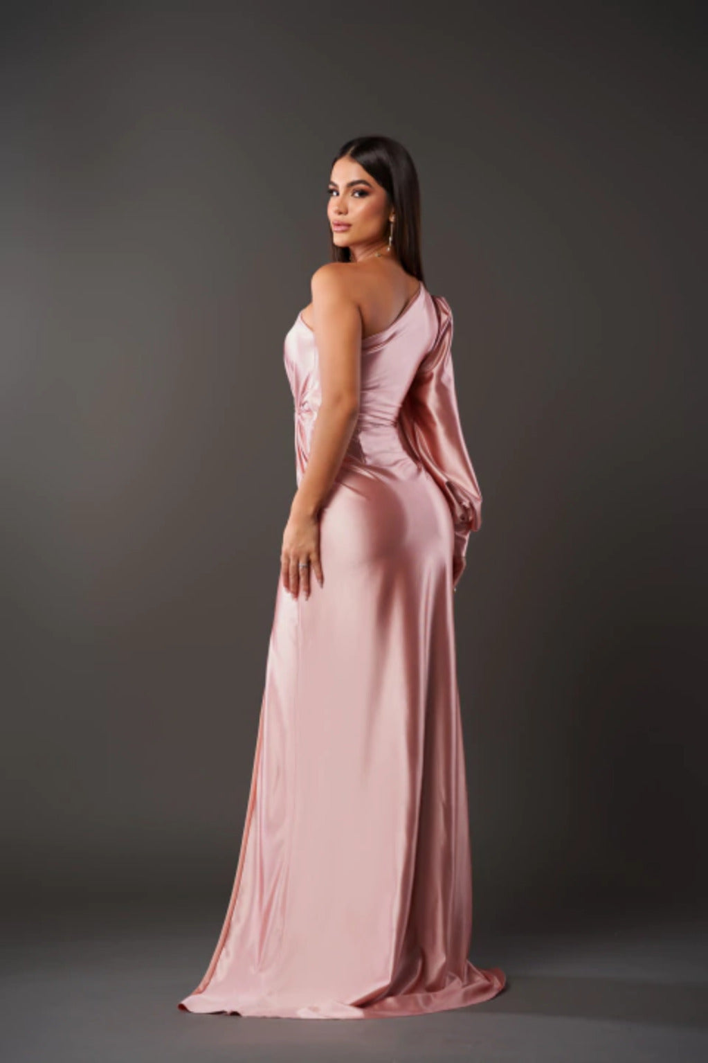 Amy | Women’s one-shoulder drape maxi dress with slit detail