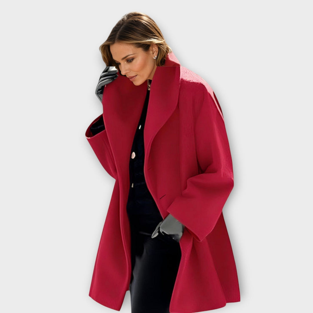 Christine | Women’s elegant oversized wool coat with wide lapel collar