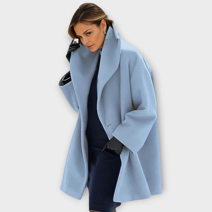 Christine | Women’s elegant oversized wool coat with wide lapel collar
