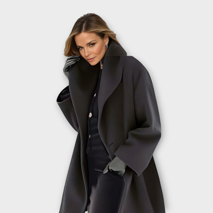 Christine | Women’s elegant oversized wool coat with wide lapel collar