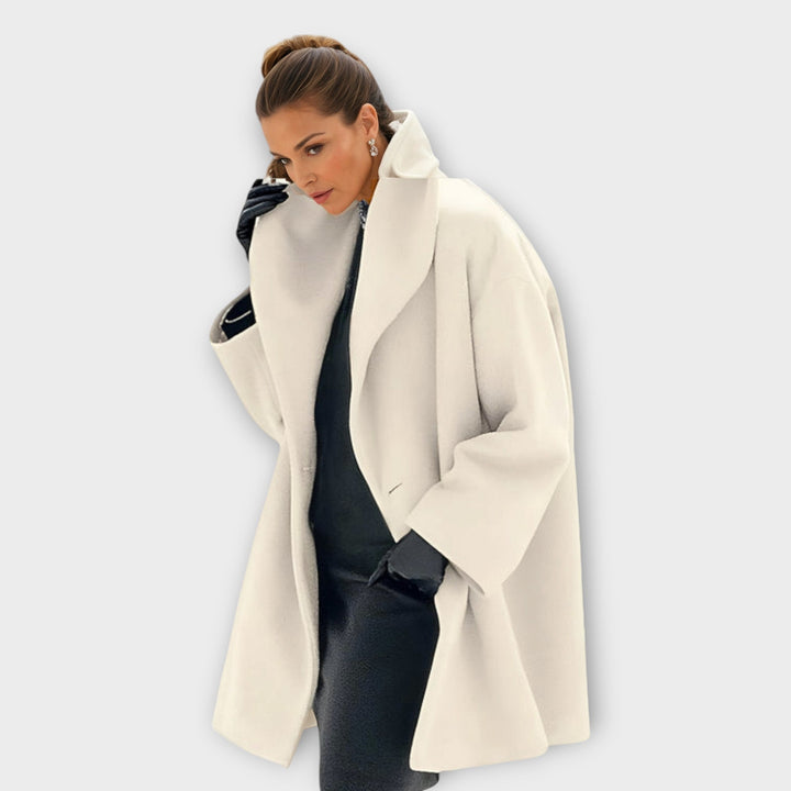Christine | Women’s elegant oversized wool coat with wide lapel collar