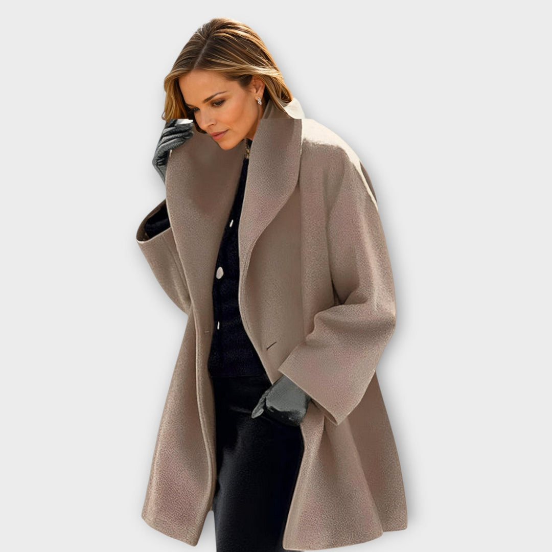 Christine | Women’s elegant oversized wool coat with wide lapel collar