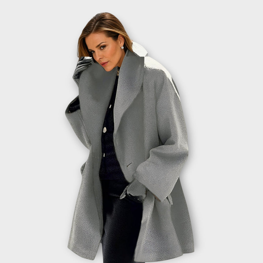 Christine | Women’s elegant oversized wool coat with wide lapel collar