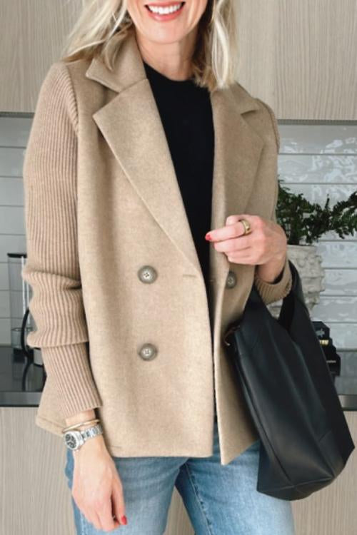 Indie | Women’s knit sleeve blazer with double-breasted and structured lapels