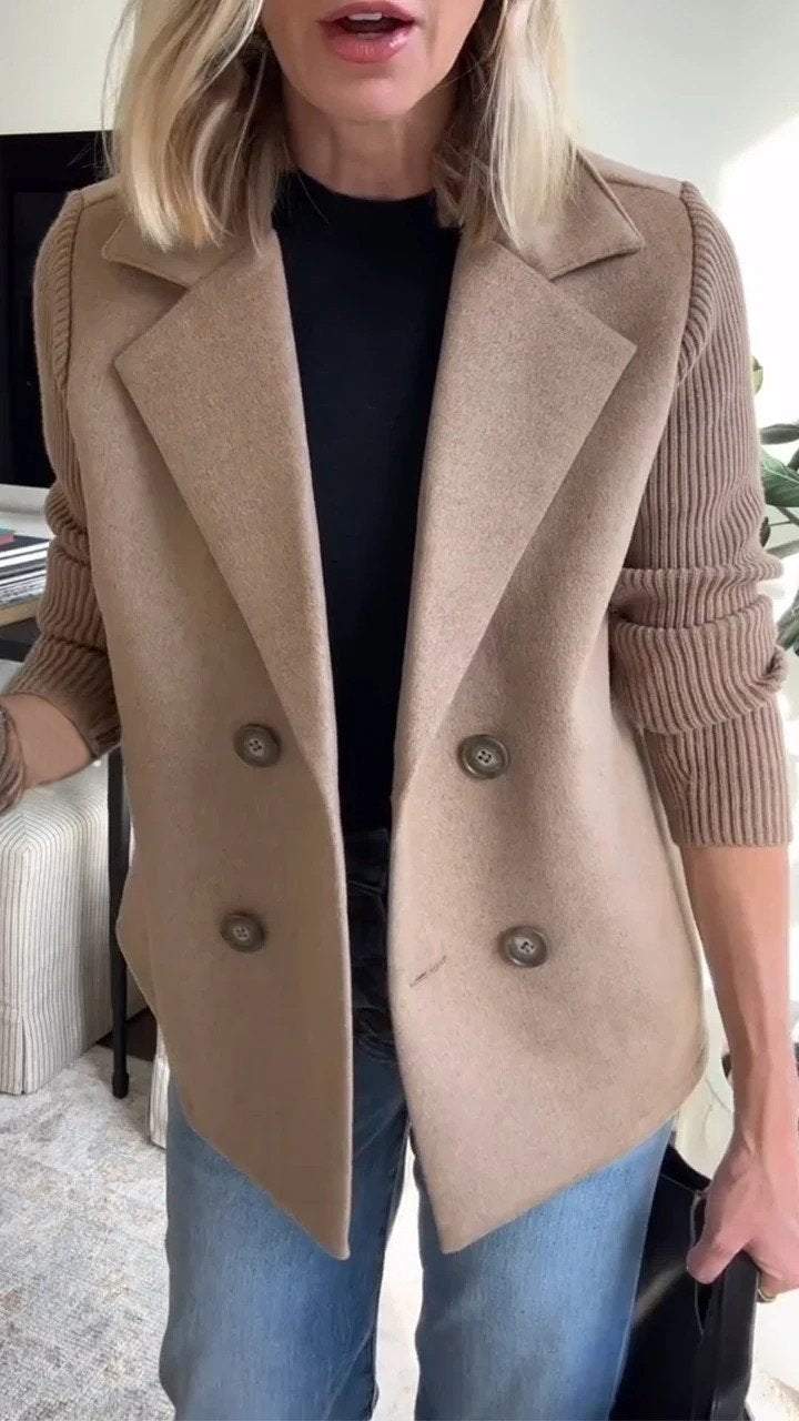 Indie | Women’s knit sleeve blazer with double-breasted and structured lapels