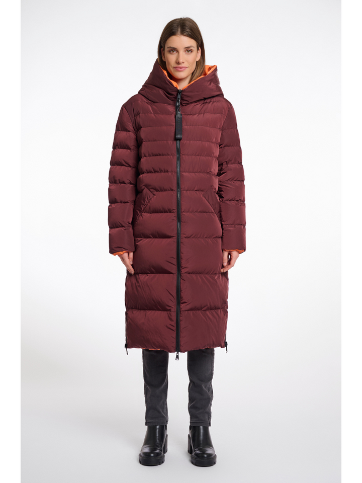 Keila | Women’s reversible long puffer coat with hood
