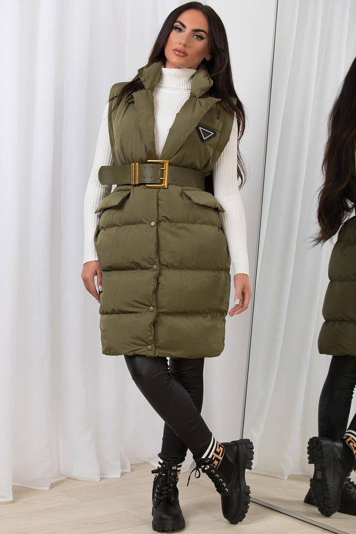 Tiffany | Women’s long belted puffer gilet