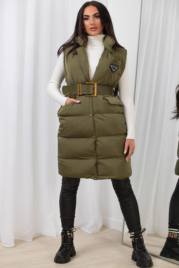 Tiffany | Women’s long belted puffer gilet