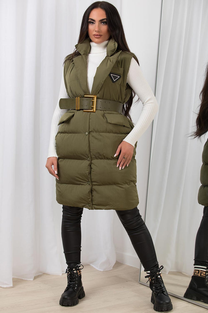 Tiffany | Women’s long belted puffer gilet
