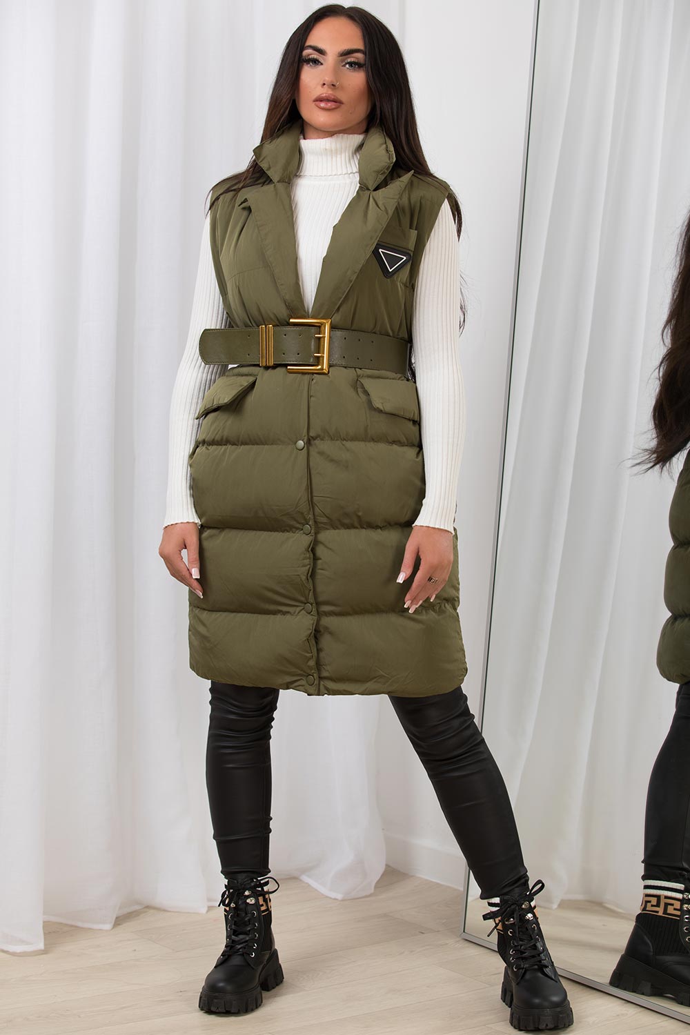 Tiffany | Women’s long belted puffer gilet