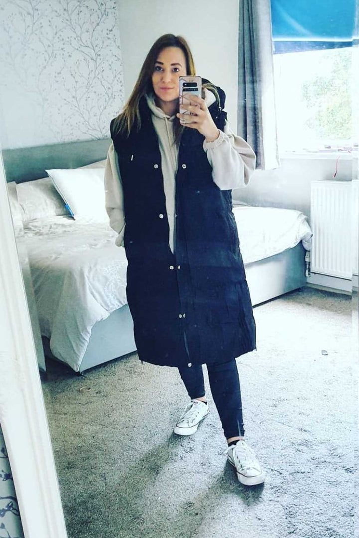 Murphy | Women’s long puffer vest with hood