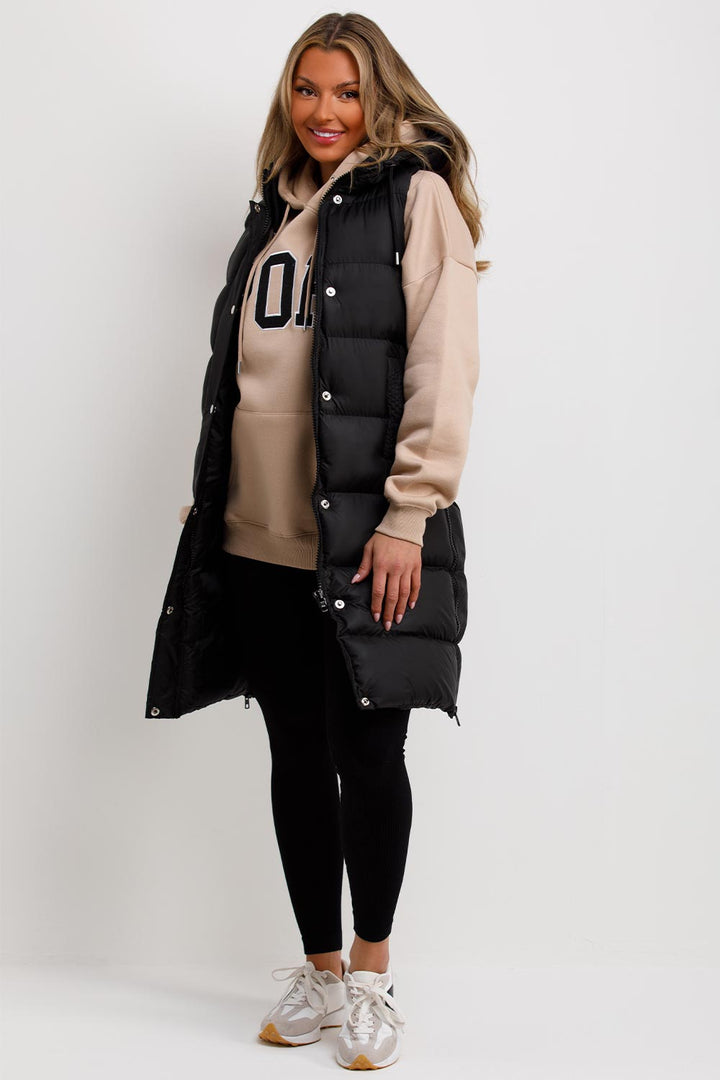 Murphy | Women’s long puffer vest with hood