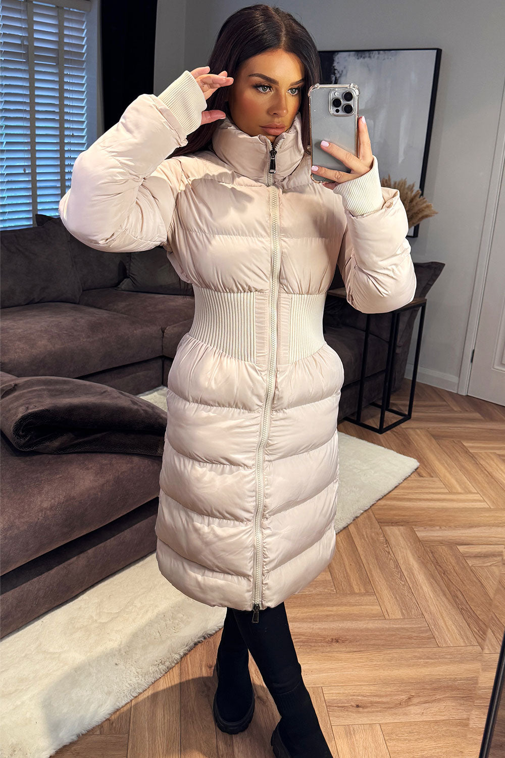 Lorelei | Women’s long padded puffer coat with contour detail