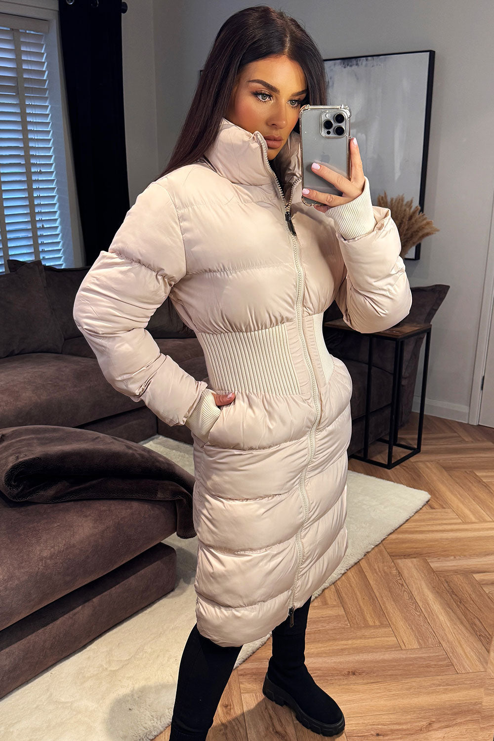 Lorelei | Women’s long padded puffer coat with contour detail