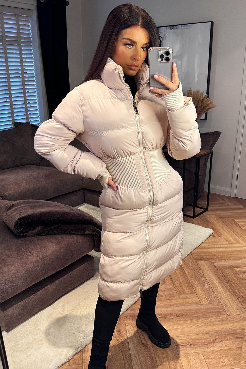 Lorelei | Women’s long padded puffer coat with contour detail