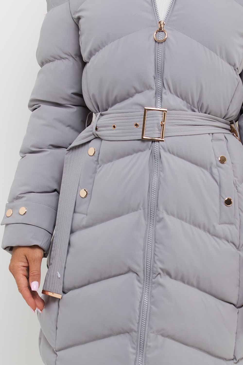 Esperanza | Women’s long puffer coat with belt and hood