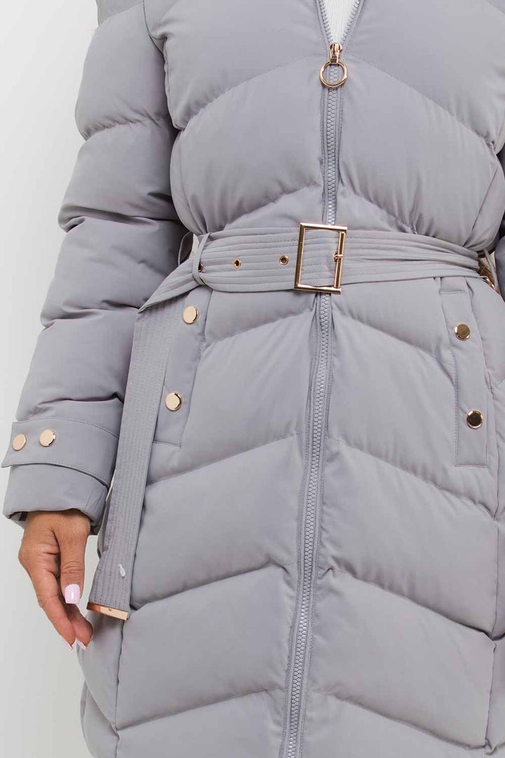 Esperanza | Women’s long puffer coat with belt and hood