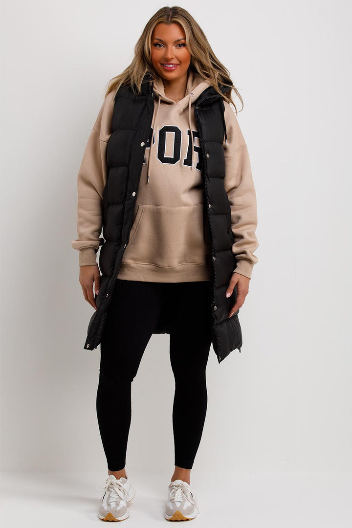 Murphy | Women’s long puffer vest with hood