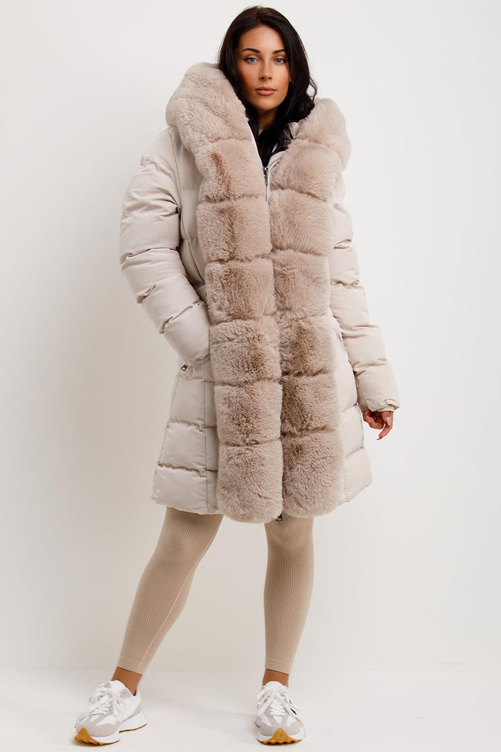 Elisabeth | Women's luxe faux fur-panel winter puffer coat