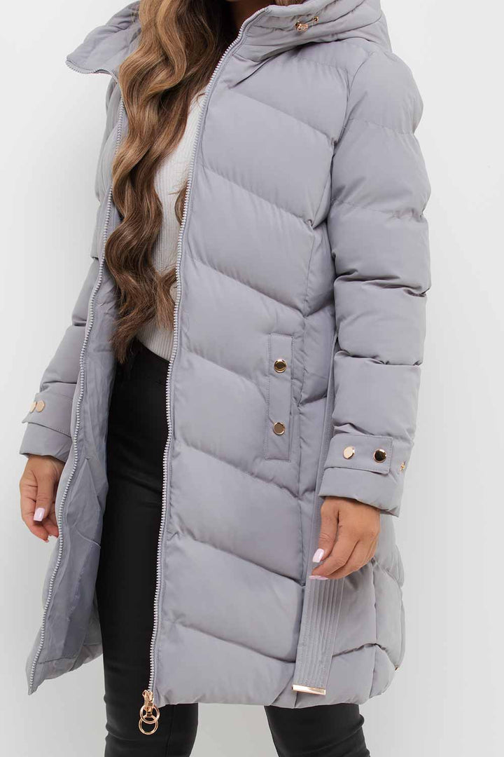 Esperanza | Women’s long puffer coat with belt and hood
