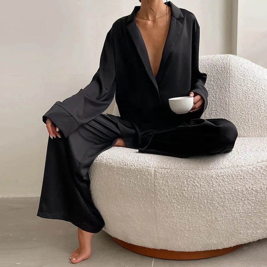Elisa | Women's loungewear set with blouse and wide-leg pants