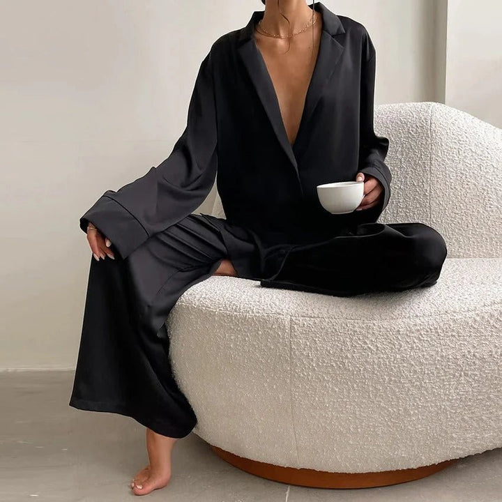 Elisa | Women's loungewear set with blouse and wide-leg pants