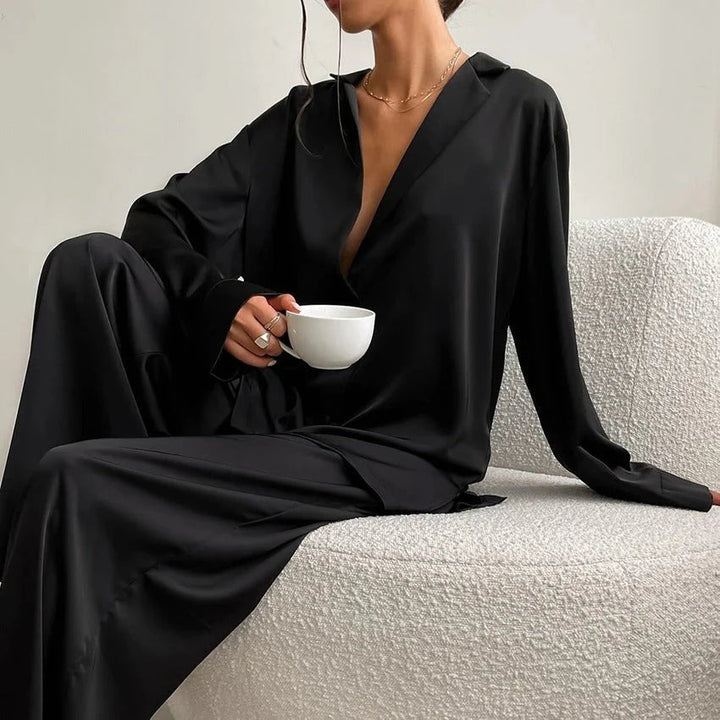 Elisa | Women's loungewear set with blouse and wide-leg pants