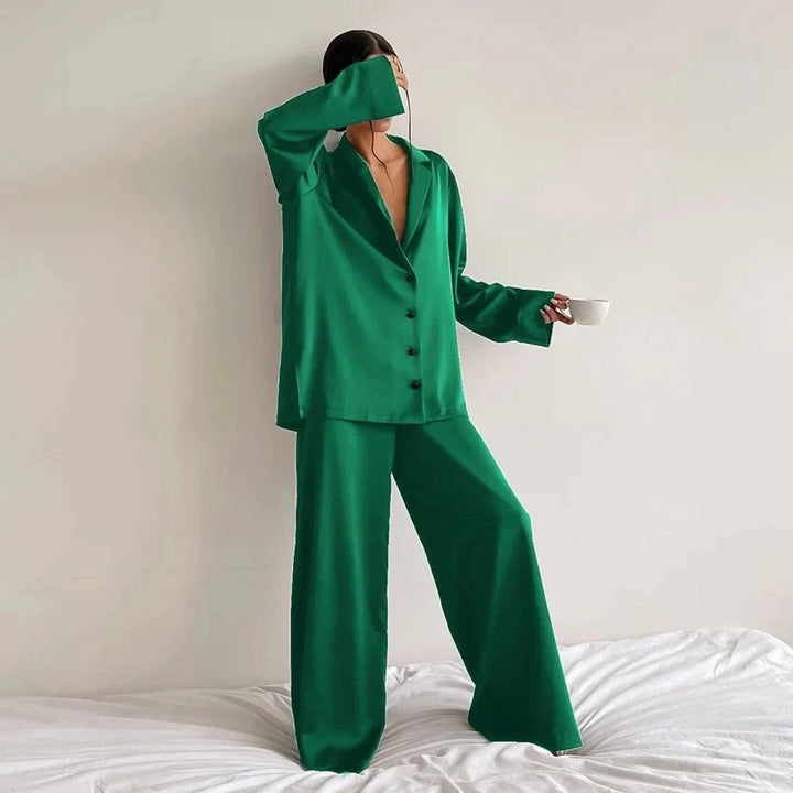 Elisa | Women's loungewear set with blouse and wide-leg pants