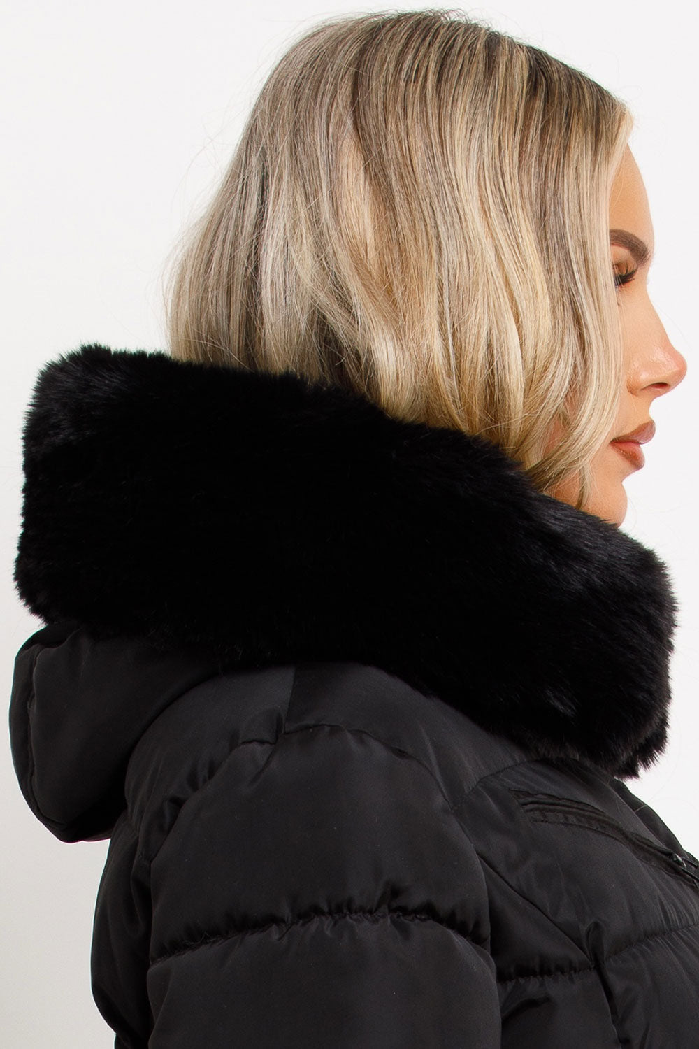 Jane | Women’s belted faux fur hooded puffer jacket