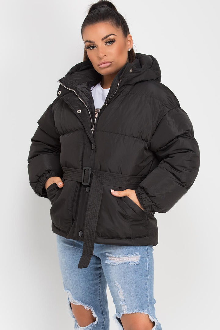 Danielle | Women’s hooded puffer jacket with belt