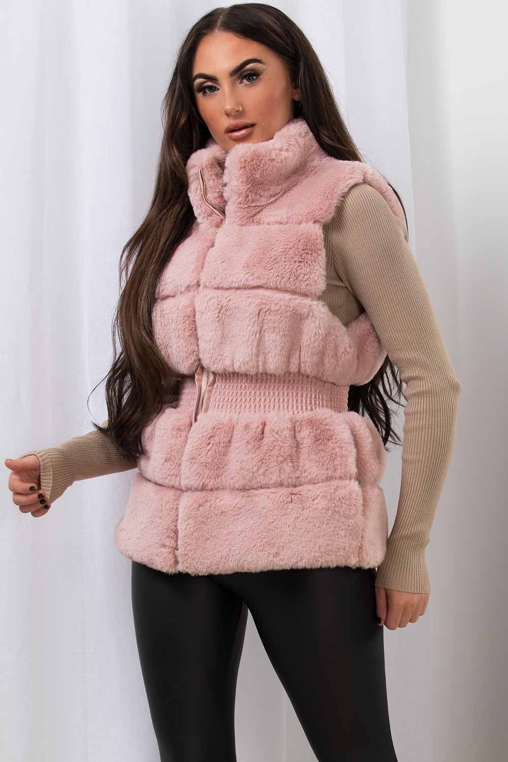 Nadia | Women’s faux fur gilet with cinched waist