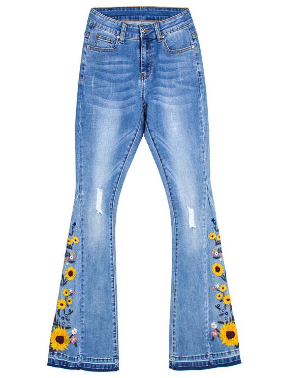 Freya | Women’s flare jeans with embroidered detail and slim fit