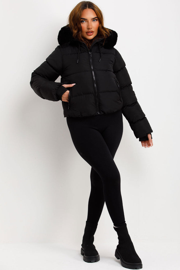 Athena | Women’s faux fur hooded puffer jacket