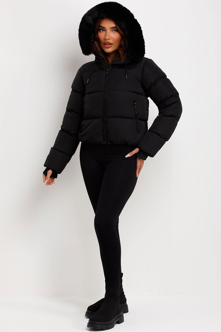 Athena | Women’s faux fur hooded puffer jacket