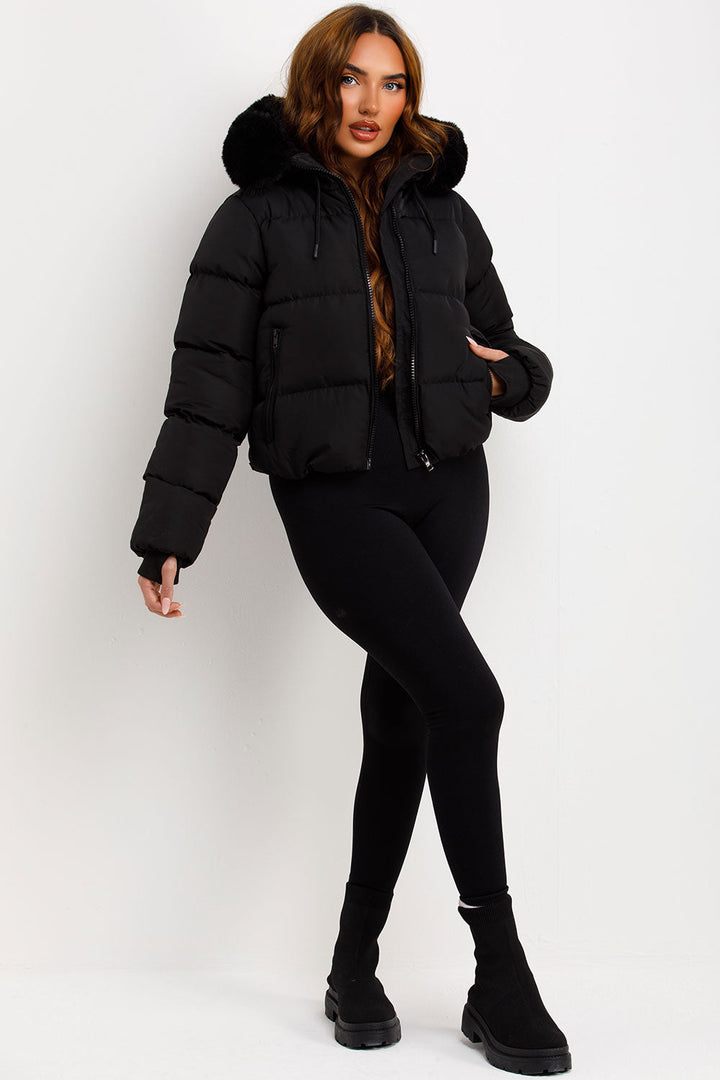 Athena | Women’s faux fur hooded puffer jacket