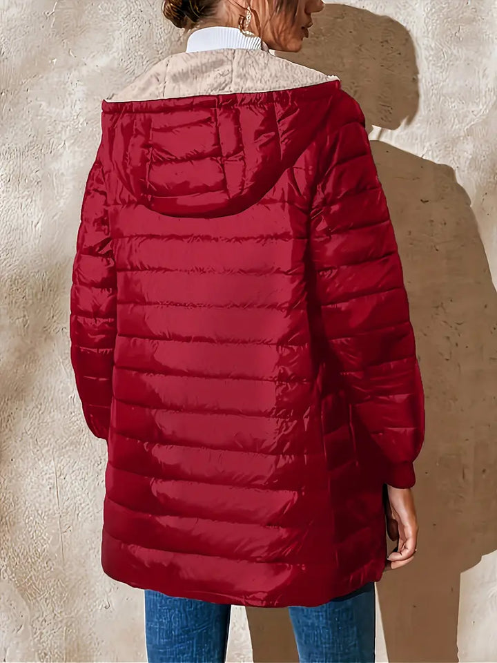 Aaleah  | Women’s quilted mid-length hooded jacket