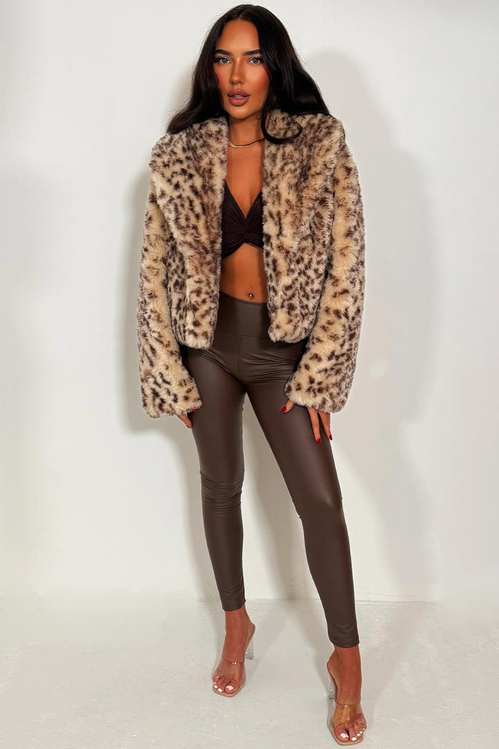 Adalee | Women’s cropped leopard print faux fur jacket