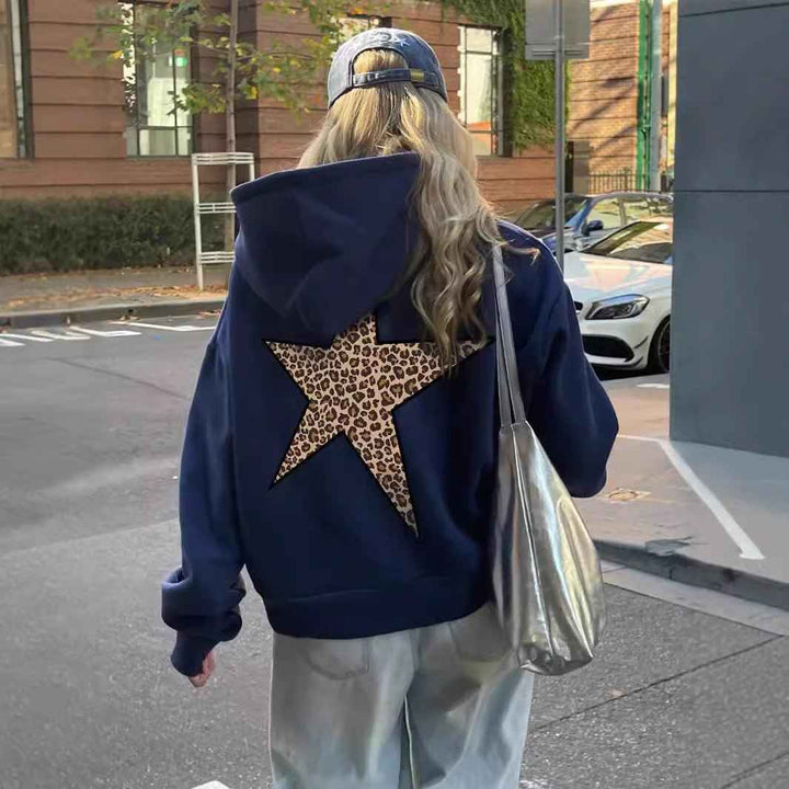 Reina | Women's oversized hoodie with leopard star back detail