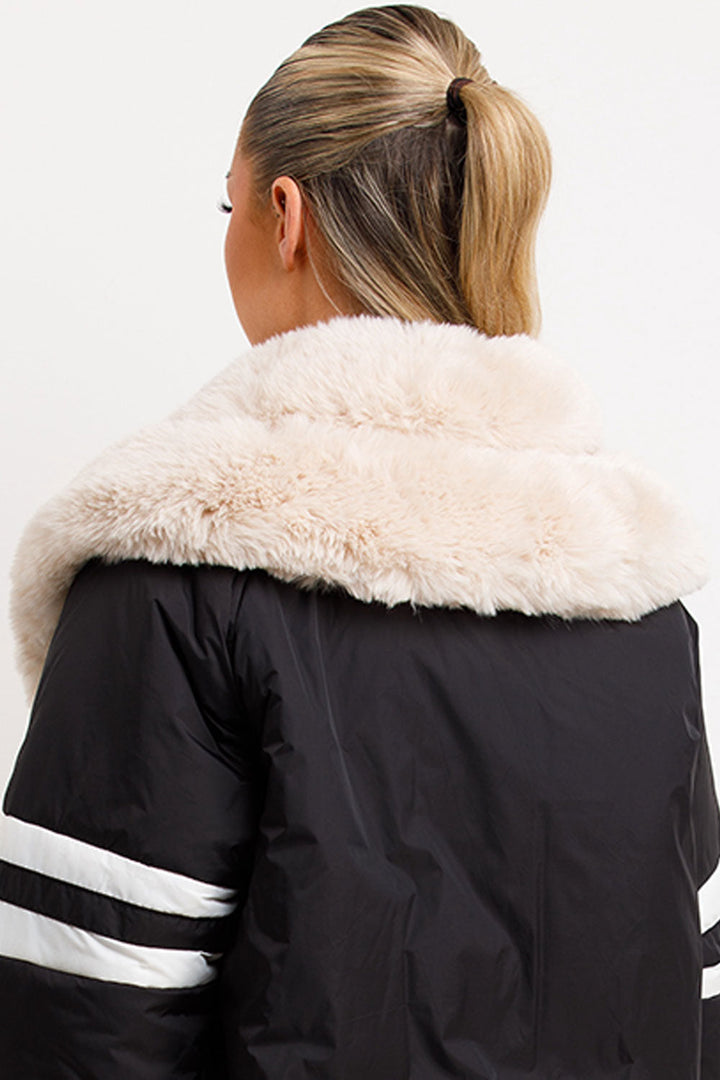 Zora | Women’s faux fur collar aviator bomber jacket
