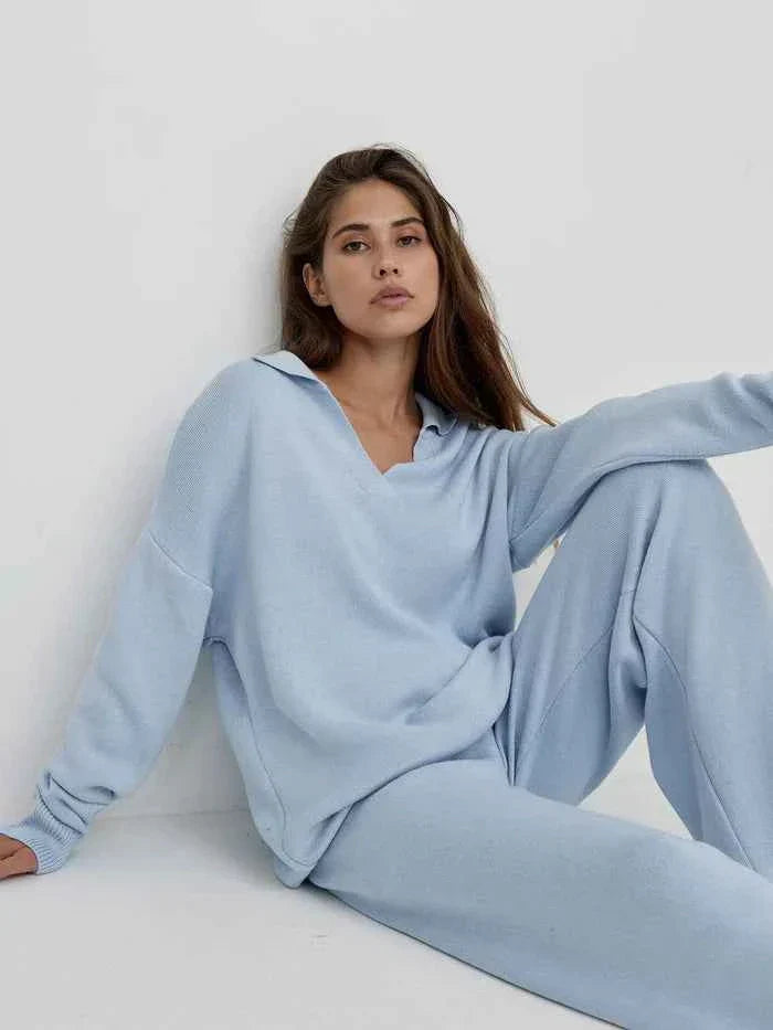 Noelle | Women's two-piece loungewear set with wide-leg pants