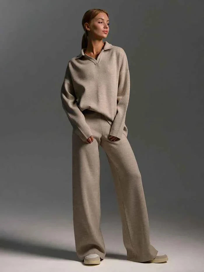 Noelle | Women's two-piece loungewear set with wide-leg pants