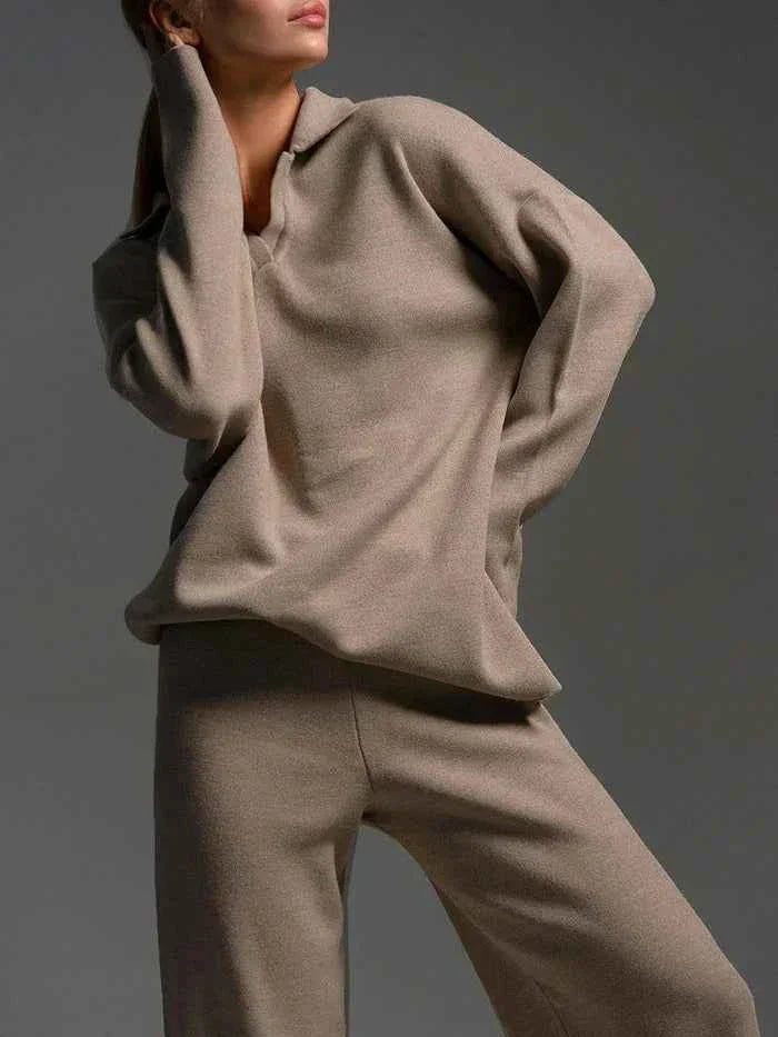 Noelle | Women's two-piece loungewear set with wide-leg pants