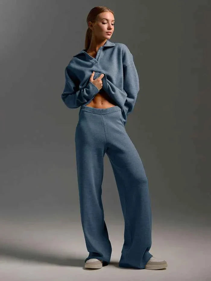 Noelle | Women's two-piece loungewear set with wide-leg pants