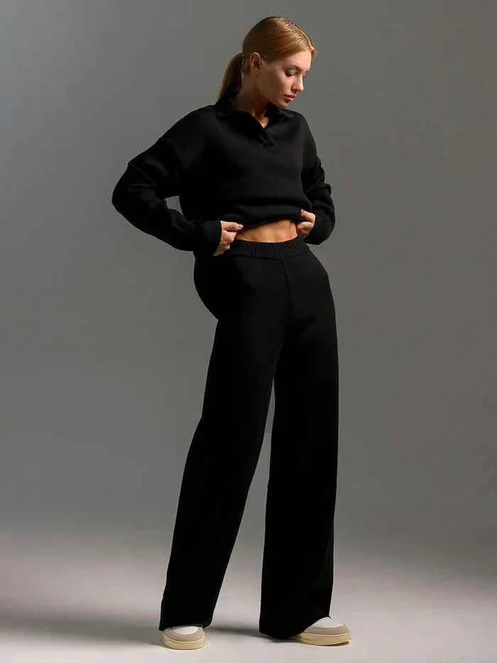 Noelle | Women's two-piece loungewear set with wide-leg pants
