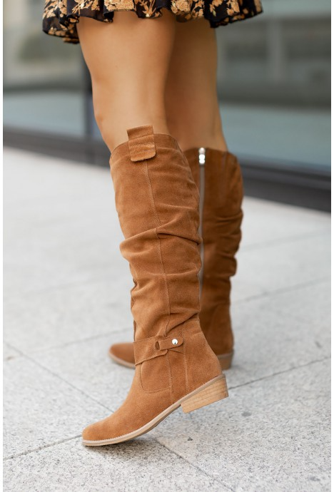Alessia | Women’s suede knee-high slouch boots with bow detail